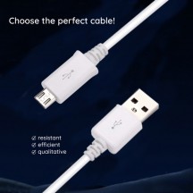 Cablu Samsung Data Cable  - USB to Micro-USB, 0.8m - White (Bulk Packing) ECB-DU68WE