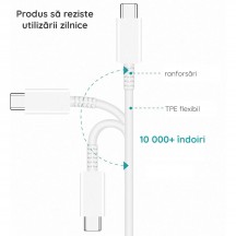 Cablu Samsung Data Cable  - Type-C to Type-C, 25W, 3A, 1m - White (Bulk Packing) EP-DN980BWE