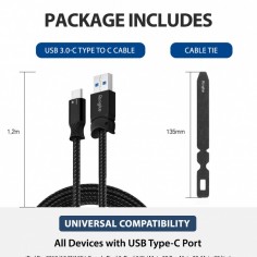 Cablu  Data Cable - USB to Type-C, 1.2m - Black