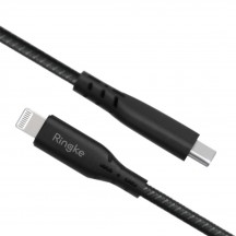 Cablu Ringke Data Cable Premium MFI - Type-C to Lightning, for iPhone, Fast Charger, 1.2m - Black