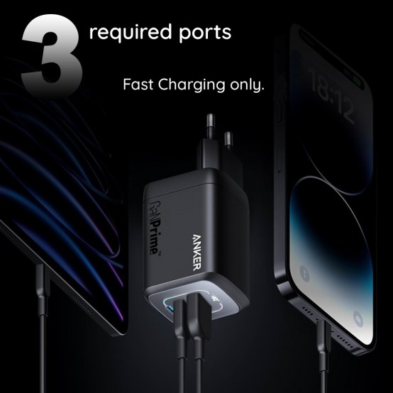 Alimentator  Wall Charger 737 Prime  - 2 x Type-C, USB, GaN, 100W - Black A2343311