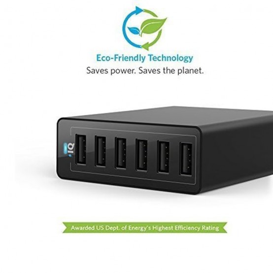 Alimentator  Wall Charger  - 6 x USB, 60W, PowerIQ - Black A2123313