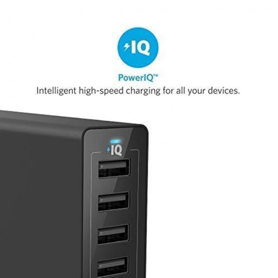 Alimentator  Wall Charger  - 6 x USB, 60W, PowerIQ - Black A2123313