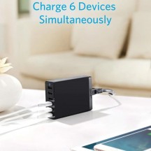 Alimentator  Wall Charger  - 6 x USB, 60W, PowerIQ - Black A2123313