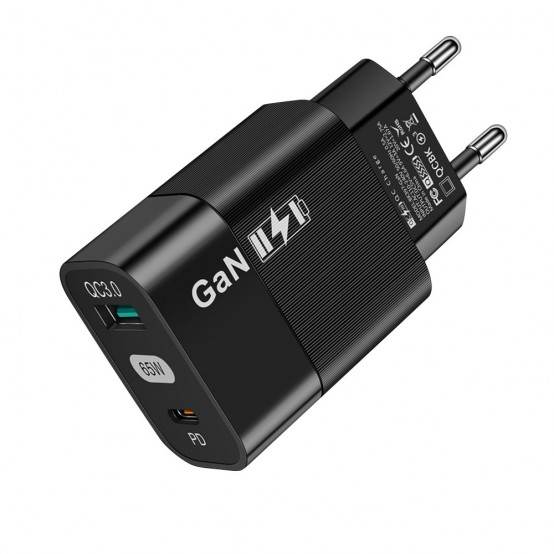 Alimentator  Wall Charger  - GaN, USB, Type-C, Fast Charge, 65W - Black (BULK Packing) CHPD131