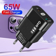 Alimentator  Wall Charger  - GaN, USB, Type-C, Fast Charge, 65W - Black (BULK Packing) CHPD131
