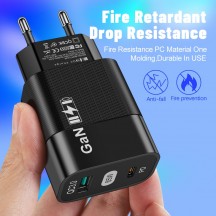 Alimentator  Wall Charger  - GaN, USB, Type-C, Fast Charge, 65W - Black (BULK Packing) CHPD131