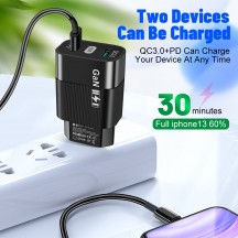 Alimentator  Wall Charger  - GaN, USB, Type-C, Fast Charge, 65W - Black (BULK Packing) CHPD131