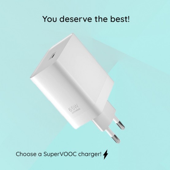 Alimentator  Original Wall Charger  - SuperVOOC USB-A 65W, 6.5A - White (Blister Packing) VCA7JFEH