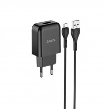 Alimentator Hoco Wall Charger Vigour  - USB-A, 10W, 2.1A with Cable USB-A to Micro USB, 1m - Black N2