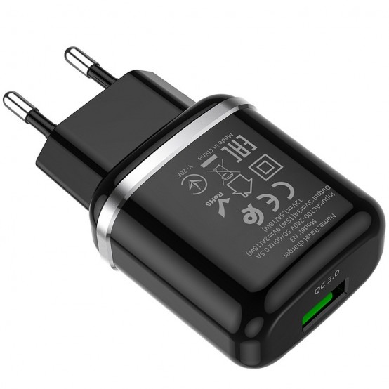 Alimentator Hoco Wall Charger Special  - USB-A, QC 3.0, 18W, 3A - Black N3