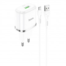 Alimentator Hoco Wall Charger Special  - USB-A, 18W, 3A with Cable USB-A to Micro-USB, 1m - White N3