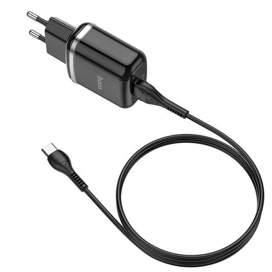 Alimentator Hoco Wall Charger Special  - USB-A, 18W, 3A with Cable USB-A to USB Type-C, 1m - Black N3
