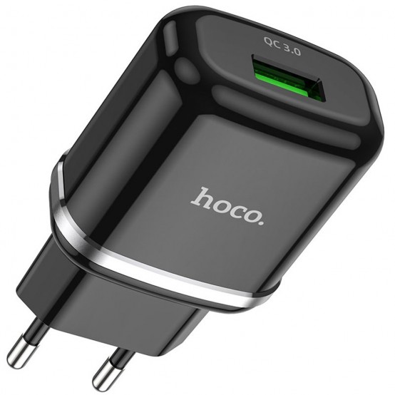 Alimentator Hoco Wall Charger Special  - USB-A, 18W, 3A with Cable USB-A to USB Type-C, 1m - Black N3