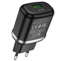 Alimentator Hoco Wall Charger Special  - USB-A, 18W, 3A with Cable USB-A to USB Type-C, 1m - Black N3