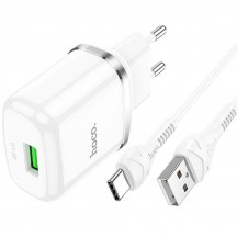 Alimentator Hoco Wall Charger Special  - USB-A, 18W, 3A with Cable USB-A to USB Type-C, 1m - White N3