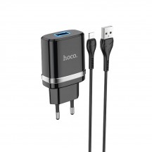 Alimentator Hoco Wall Charger Ardent  - USB-A, 10W, 2.4A with  Cable USB-A to Lightning, 1m - Black N1