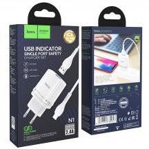 Alimentator Hoco Wall Charger Ardent  - USB-A, 10W, 2.4A with  Cable USB-A to Lightning, 1m - White N1