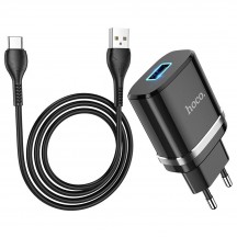 Alimentator Hoco Wall Charger Ardent  - USB-A, 10W, 2.4A with Cable USB-A to USB Type-C, 1m - Black N1
