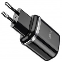 Alimentator Hoco Wall Charger Aspiring  - 2xUSB-A, 12W, 2.4A with Cable USB-A to Micro-USB, 1m - Black N4