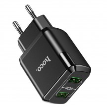 Alimentator Hoco Wall Charger Charmer  - 2xUSB-A, 18W, 3A with Cable USB-A to USB Type-C, 1m - Black N6
