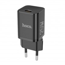 Alimentator Hoco Wall Charger Rigorous  - USB Type-C, QC 3.0, 25W, 3A with Cable Type-C to Lightning, 1m - Black N19