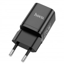 Alimentator Hoco Wall Charger Rigorous  - USB-C, PD 25W, QC 3.0, 2.77A with Cable Type-C to Type-C, 1m - Black N19