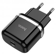 Alimentator Hoco Wall Charger Victorious  - USB Type-C, QC 3.0, 20W, 3A with Cable USB Type-C to Lightning, 1m - Black N24