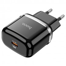 Alimentator Hoco Wall Charger Victorious  - USB Type-C, QC 3.0, 20W, 2.4A with Cable Type-C to Type-C, 1m - Black N24