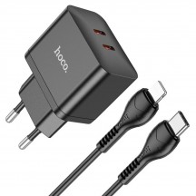 Alimentator Hoco Wall Charger Triumph  - Dual Port Type-C, 35W with Cable USB-C to Lightning - Black N29