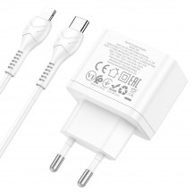 Alimentator Hoco Wall Charger Triumph  - Dual Port Type-C, 35W with Cable USB-C to Lightning - White N29