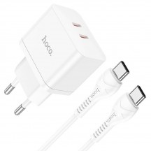 Alimentator Hoco Wall Charger Triumph  - Dual Port Type-C, 35W with Cable USB-C to Type-C - White N29