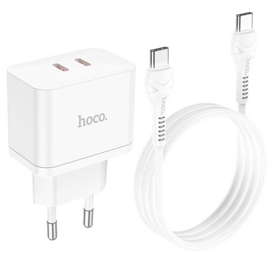 Alimentator Hoco Wall Charger Triumph  - Dual Port Type-C, 35W with Cable USB-C to Type-C - White N29