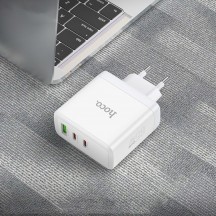 Alimentator Hoco Wall Charger Glory  - GaN, Fast Charging, USB, Dual Type-C, 65W - White N30