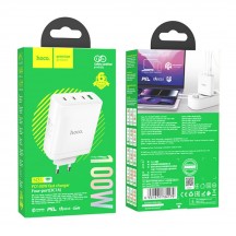Alimentator Hoco Wall Charger Leader  - USB, 3x Type-C, Fast Charging, 100W - White N31