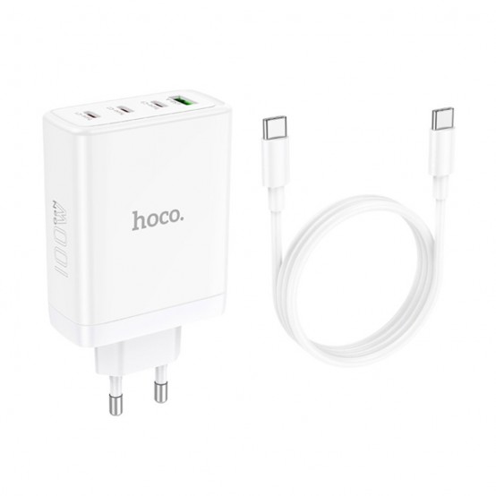 Alimentator Hoco Wall Charger Leader  - USB, 3x Type-C, Fast Charging, 100W with Cable Type-C - White N31