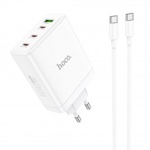 Alimentator Hoco Wall Charger Leader  - USB, 3x Type-C, Fast Charging, 100W with Cable Type-C - White N31