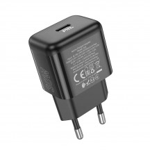 Alimentator Hoco Wall Charger Glory  - Type-C Fast Charging, PD30W with Cable Type-C to Lightning - Black N32