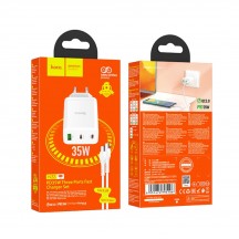 Alimentator Hoco Wall Charger Start  - USB, 2x Type-C, PD35W with Cable Type-C - White N33