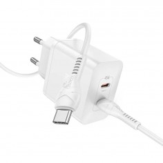 Alimentator Hoco Wall Charger Streamer  - Dual Port 2x Type-C PD45W with Cable Type-C to Type-C - White N35