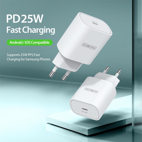 Alimentator  Wall Charger  - Type-C Fast Charging for iPhone, Samsung / iPad, 25W - White T6