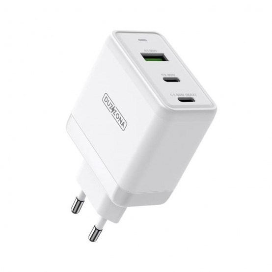 Alimentator  Wall Charger 3in1  - USB, 2x Type-C, GaN Fast Charging 65W - White T1