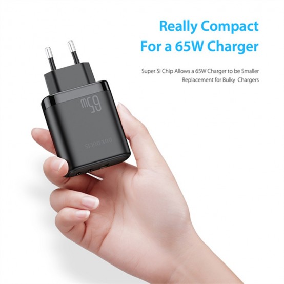 Alimentator  Wall Charger  - USB, 2xUSB-C, PD, Fast Charge, 65W, 3.25A - Black C110
