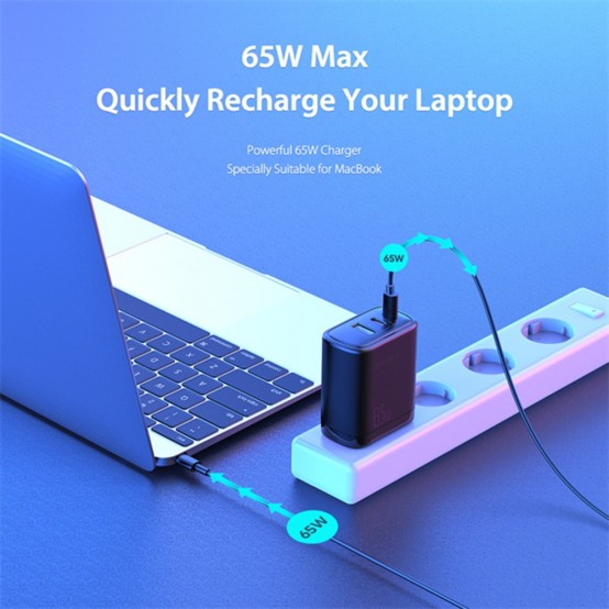 Alimentator  Wall Charger  - USB, 2xUSB-C, PD, Fast Charge, 65W, 3.25A - Black C110
