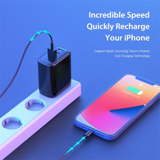 Alimentator  Wall Charger  - USB, 2xUSB-C, PD, Fast Charge, 65W, 3.25A - Black C110