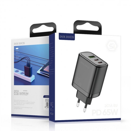 Alimentator  Wall Charger  - USB, 2xUSB-C, PD, Fast Charge, 65W, 3.25A - Black C110