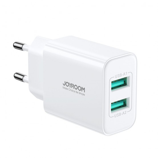 Alimentator JoyRoom Wall Charger  - Dual USB, 2.1A, 10.5W - White JR-TCN04