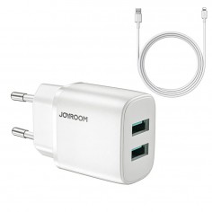 Alimentator JoyRoom Wall Charger  - 2x USB, 12W, 2.4A, with Cable Lightning - White L-2A123