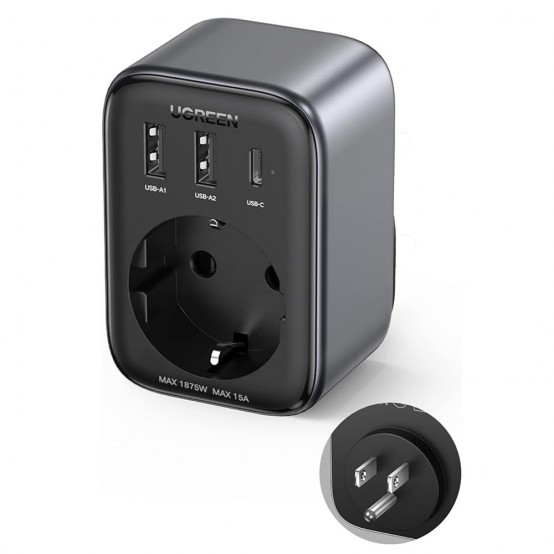 Alimentator Ugreen Wall Charger  - EU Socket, 2x USB, Type-C to US, Fast Charging, 30W - Black 15289