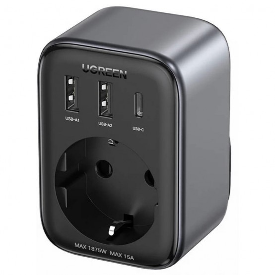 Alimentator Ugreen Wall Charger  - EU Socket, 2x USB, Type-C to US, Fast Charging, 30W - Black 15289